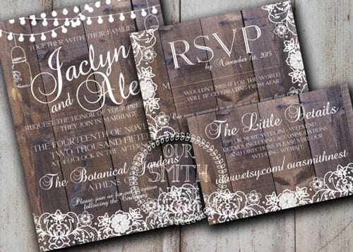 Rustic Lace Wedding Invitation